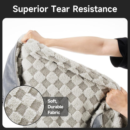 OhGeni Orthopedic Waterproof & Machine Washable Dog Bed for Large Pets, Suitable for Crates, 25D Egg Crate Foam, Non-Slip Bottom & Removable Cover, Checkerboard Fabric, 41 Inches(Gray)