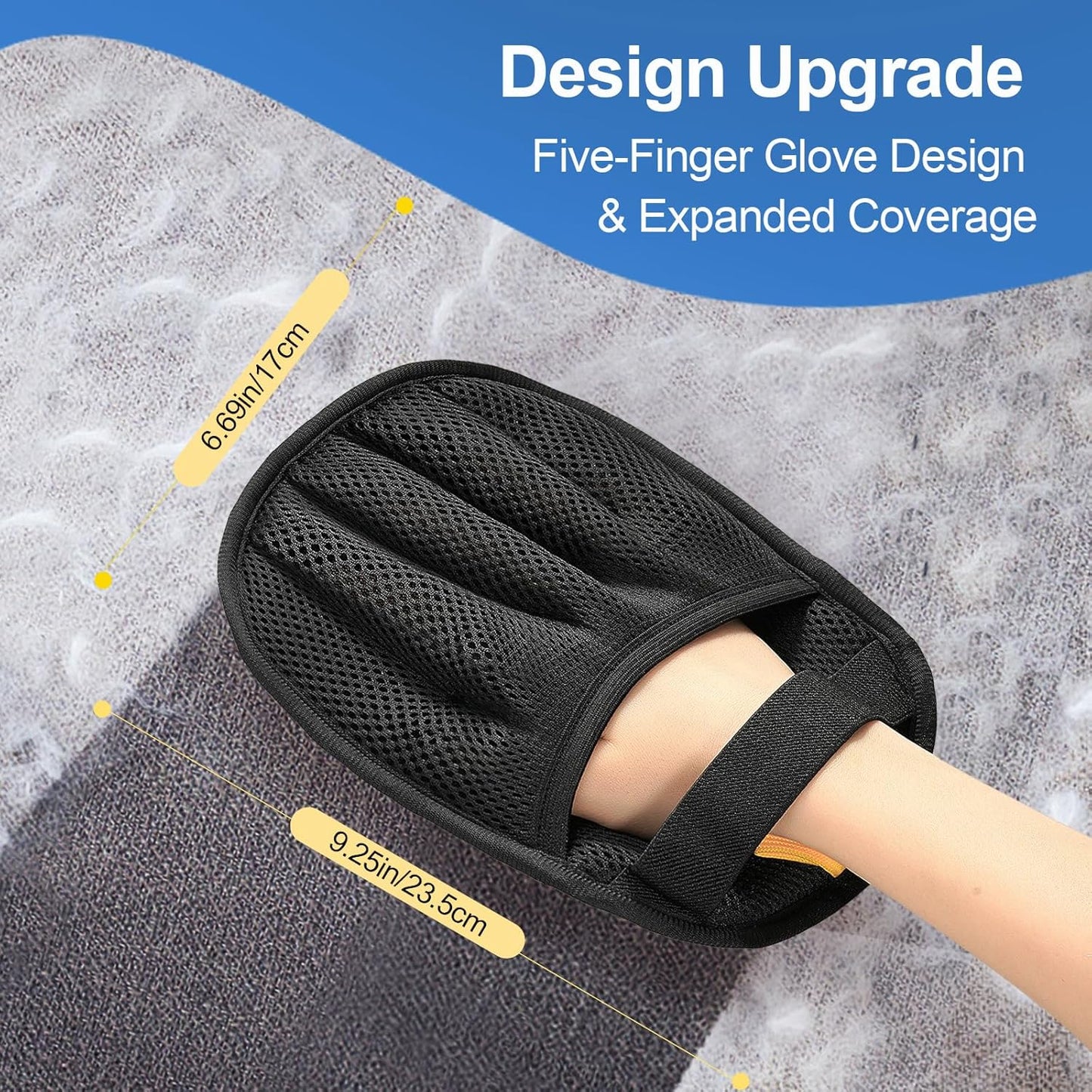 2Pcs Pet Hair Removal Glove for Cats & Dogs, 2025 Newly Upgraded Five-Finger Electrostatic Pet Hair Gloves, Reusable Pet Hair Remover Tool for Couch, Clothing, Car Seat,Carpet