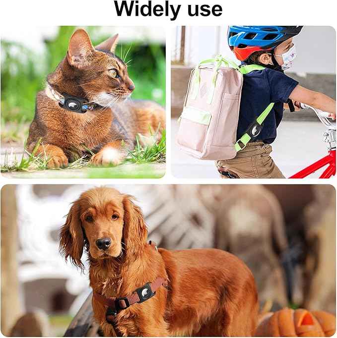 SANKALA Airtag Dog Collar Holder, [2 Pack] Waterproof Airtag Holder for Dog Collar, TPU & Silicone Full Body Covered Apple Airtag Case for Dog Collar, Airtag Protective Cover for Pet Collar, Black
