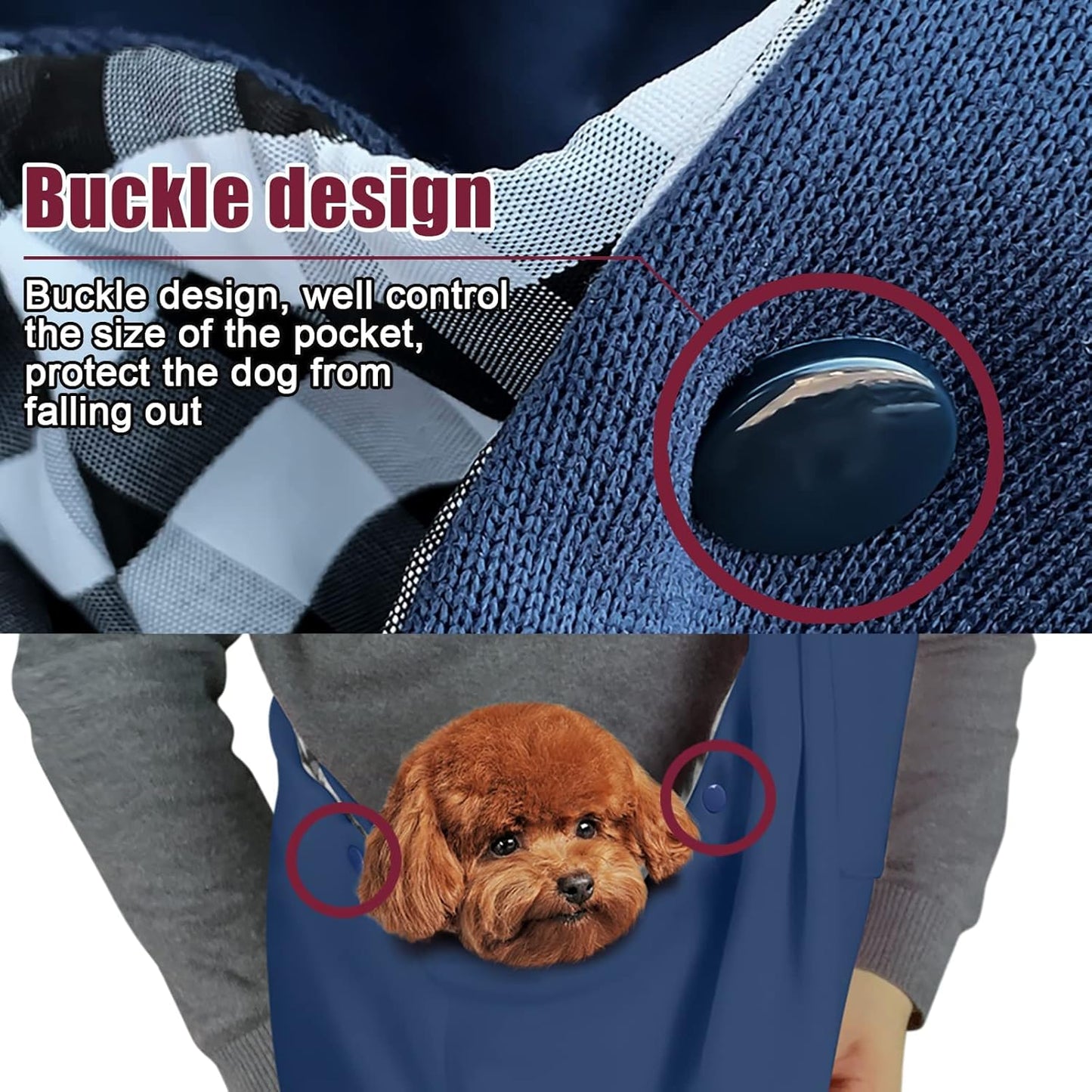 Pet Dog Sling Carrier for 3-10 lbs pet,Dog Purse Pouch,Dog Satchel,Reversible unadjustable Strap Travel Hand-Free Safe Bag Small Puppy Backpack (Dark Blue)