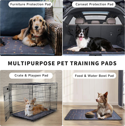 Sunheir Washable Pee Pads for Dogs 2-Pack Reusable Puppy Pads Pet Training Pads, Waterproof Dog Pee Pads for Crate, Whelping Pad, Non-Slip Protects Against Urine Leakage (Leaves - Deep Grey, 31x36)