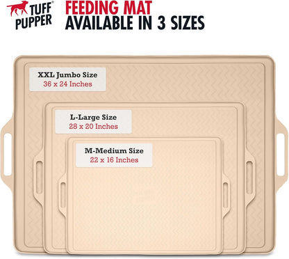 Tuff Pupper 22x16 Medium Dog Feeding Mat for Food and Water | Dog Feeding Mats for Floors | Waterproof Puppy Water Bowl Mat | Dogs Placemats Pet Food Tray | Silicone Eating Mats for Cats and Cat Bowls