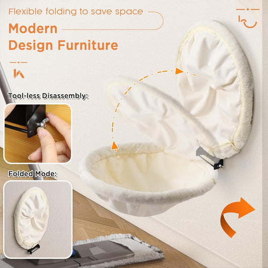 Cat Hammock Wall Mounted, Foldable & Stable Cat Beds- Breathable Cats Wall Shelves for Sleeping, Playing, Climbing, and Lounging - Maximum Hold Up to 30lb(Cream,Faux Rabbit Fur)