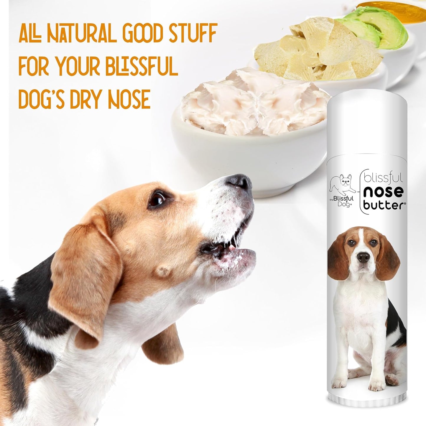The Blissful Dog Beagle Nose Butter for Dry, Cracked Skin, Lick-Safe Dog Nose Balm with Moisturizing Shea Butter, Almond, Olive, and Essential Oils, Pet Supplies, Uncented, 0.50 oz.