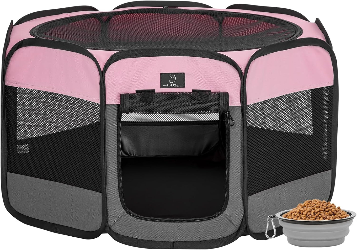 A 4 Pet Portable Cat Play Pen for Cats, 27" Foldable Kitten Playpen for Puppy/Cat/Rabbit/Chick, with Removable Zipper Top & Mesh Panel(11”W × 7.5”H)