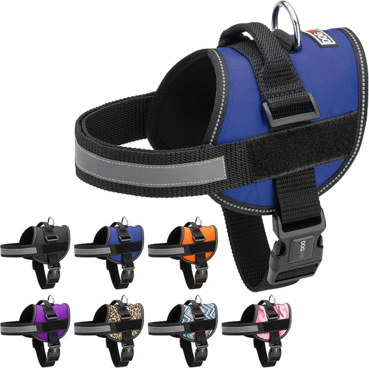 Dogline Dog Harness, Reflective No-Pull Adjustable Vest with Handle for Walking, Training, Breathable, No - Choke Harness for Small, Medium or Large Dogs Room for Patches Girth 27 to 34 in Cyan Blue