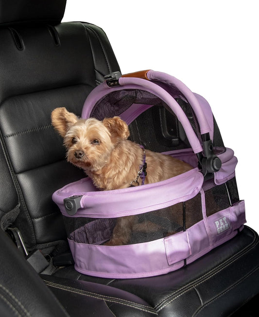Pet Gear No-Zip View 360 Ultra Lite Pet Safety Carrier & Car Seat for Small Dogs & Cats Push Button Entry, 15", Larkspur,View 360 Ultra Light 15-inch,Larkspur - Pawvie