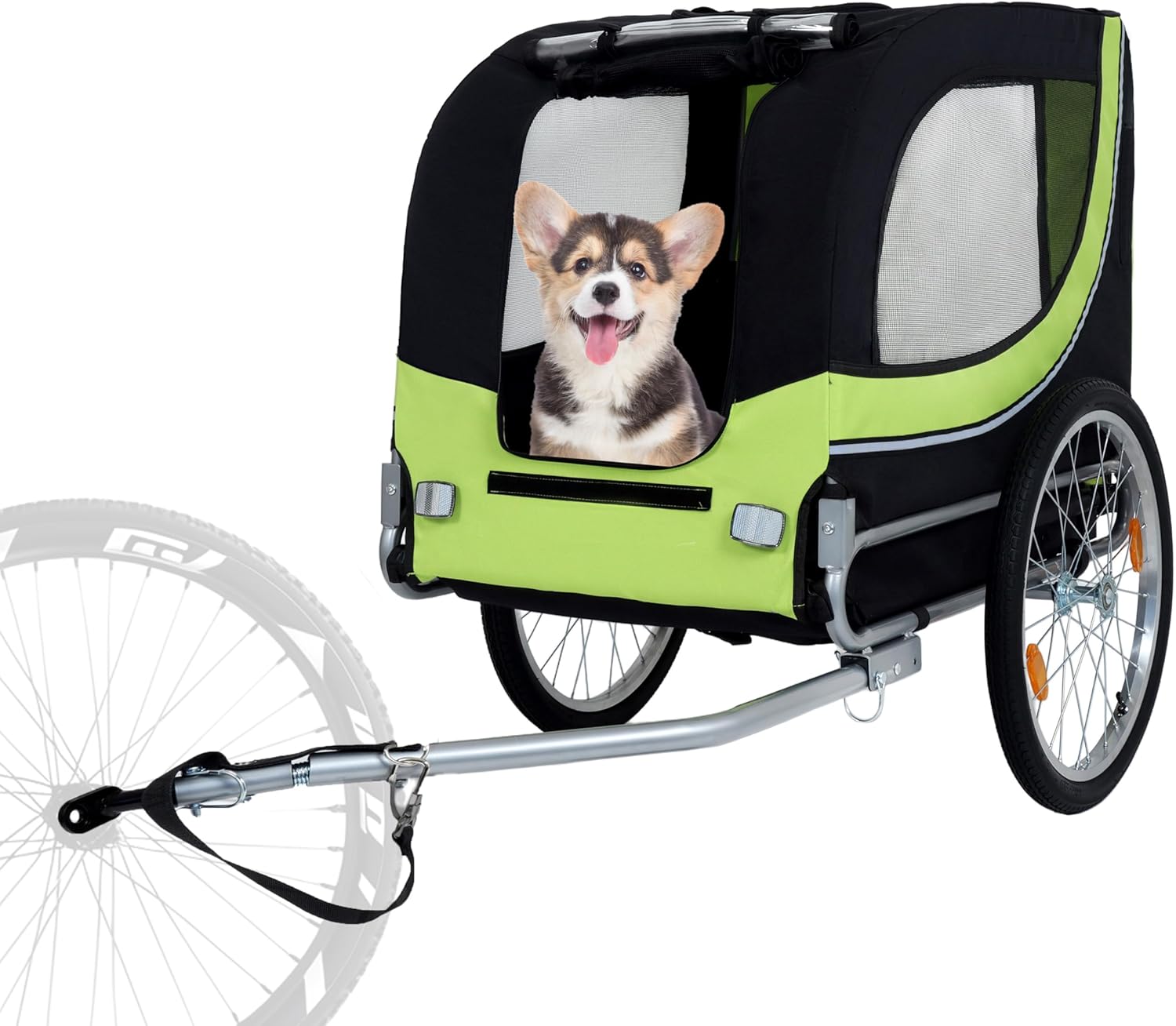 Blue-Grey Large Folding Bike Trailer for Dogs – Heavy-Duty Steel Frame, 66LB Capacity Pet Carrier for All-Terrain Cycling, Jogging & Camping Adventures! - Pawvie