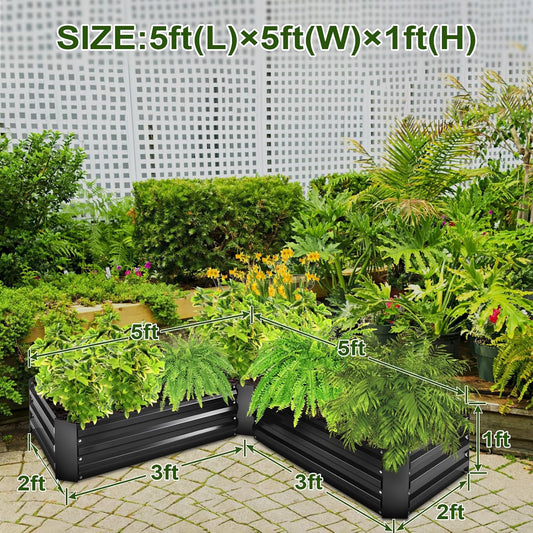 EDOSTORY Raised Bed Garden Bed Kit, 5x5x1ft Galvanized Planter Tall Raised Garden Boxes Outdoor, Large Metal Raised Garden Beds for Vegetables, Flowers, Herbs