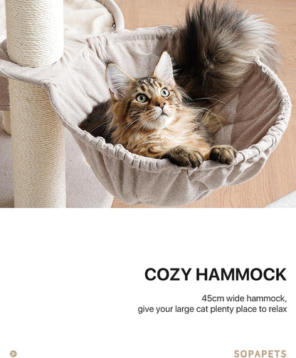 Extra Large Cat Tree for Maine Coon,65 Inches Tall Cat Tree Tower for Indoor Cats Large Adult 20 lbs,XXL Heavy Duty Luxury Sturdy Cat House with Big Hammock,Sisal Scratching Post,Condo