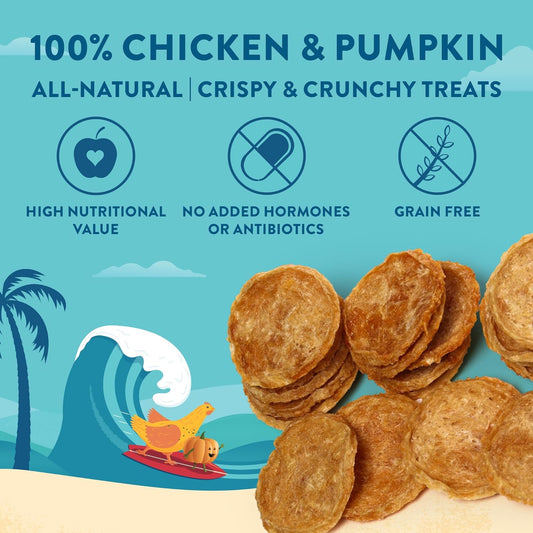 Chicken & Pumpkin Chips – 2 Simple Ingredient Dog Treats, All Natural & Healthy Training Snacks for Small, Medium & Large Breeds, Puppies – High Protein, Made in USA 7oz
