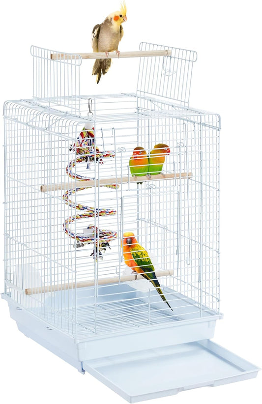 Yaheetech Open Play Top Travel Bird Cage for Conure Sun Parakeet Green Cheek Conure Lovebird Budgie Finch Canary, Small-Size Cage Portable