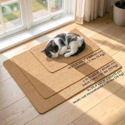 Cat Scratcher Mat,Sisal Cat Scratch Pad Rug,Wall Scratchers for Indoor Kitten Scratching&Stretching,Furniture Protector for Post&Sofas&Couch&Carpets&Floor,Kitty Bithday Gifts,Medium,Brown