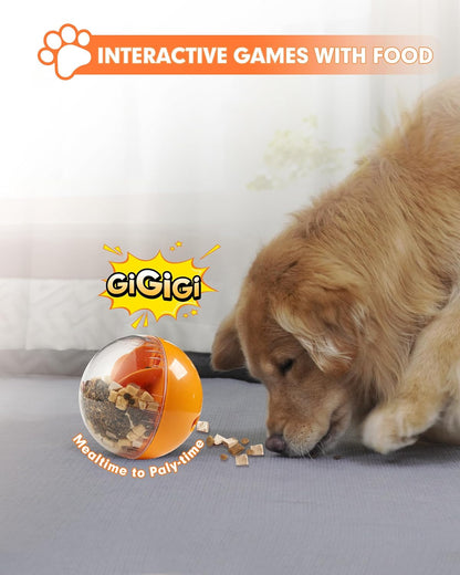 Enrichment Interactive Dog Treat Toy - Level 1 Mental Stimulation for Dogs，Mentally Stimulating Dog Toys for Boredom Busy (Beginner-Orange 5.6" Squeaky Ball)