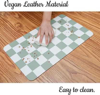 Ralxion Checkered Dog Feeding Mat, Absorbent Mats for Dog Food and Water Bowl, Dispenser, Modern Aesthetic Sage Green Checkerboard Pet Placemat for Dogs, Cats, Puppy, 16" X24”