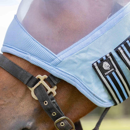 Equinavia Algard Soft Mesh Horse Fly Mask with Ear Protection and 45 UPF Rating | No Eye Irritation & UV Protection - Light Blue - Warmblood