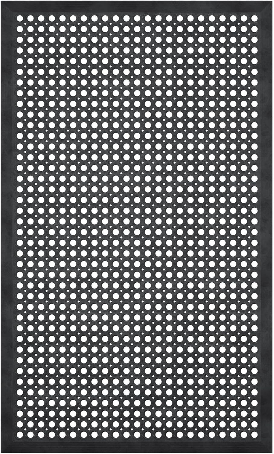 Ottomanson Heavy Duty Rubber Floor Mat – Non-Slip, Waterproof, Easy to Clean – Anti-Fatigue Mat for Commercial Kitchens, Restaurants, Workshops – Oil Resistant, Hose Washable – 36" x 60", Black