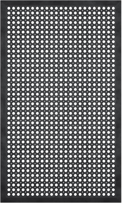 Ottomanson Heavy Duty Rubber Floor Mat – Non-Slip, Waterproof, Easy to Clean – Anti-Fatigue Mat for Commercial Kitchens, Restaurants, Workshops – Oil Resistant, Hose Washable – 36" x 60", Black