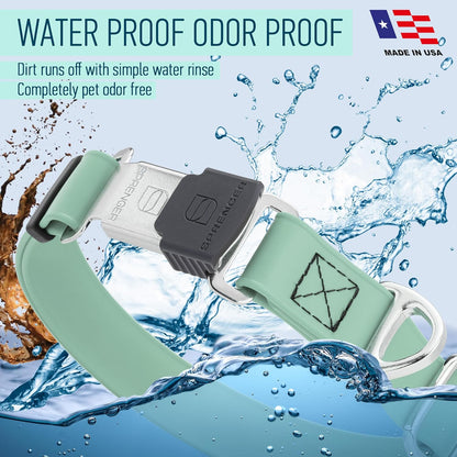 Dogline Biothane Waterproof Dog Collar with Herm Sprenger Black Stainless Steel Quick Release Buckle – Heavy Duty Tactical Durable Collar for Dogs – Comfortable, Safe Pet Collar W1 L15-25 Sage Green