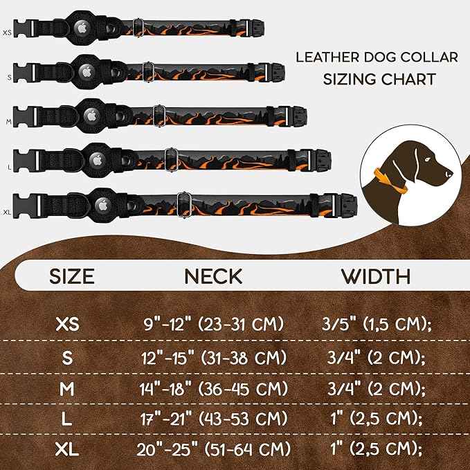 AirTag Dog Collar with Metal Buckle - Printed Nylon Soft Leather Dog Collar with Apple AirTag Holder - Secure Tracking GPS Pet Collars for Girl Boy Small Large Dogs (XL, 20"-25" Neck Fit, Hawaii)