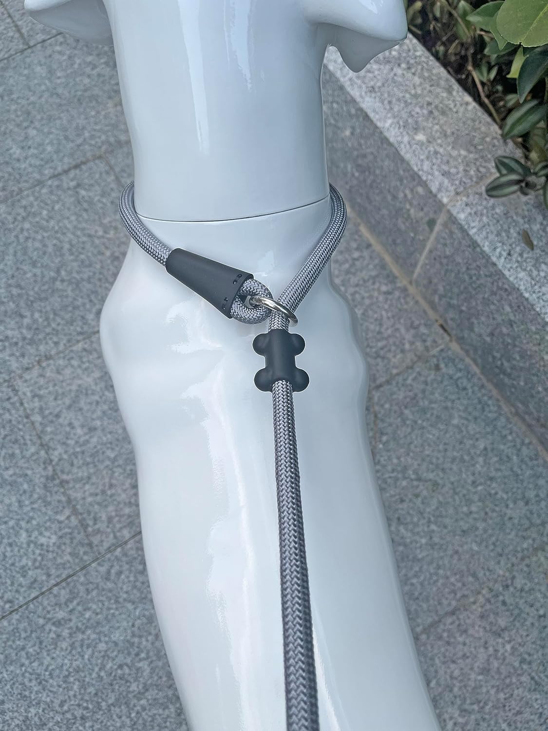 Slip Lead Dog Leash，Strong Nylon Rope Leash and Padded Handle,No Pull Outdoor Walking Training Lead for Small Medium Large Dogs(Grey, 1/2"×6ft)