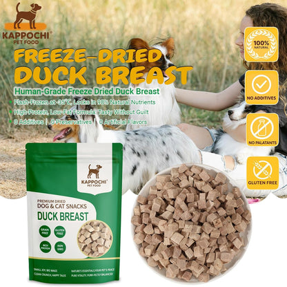 Freeze-Dried Duck Dog Treats, 3.5oz(100.0g), 100% Single Ingredient, High Protein Training Treats, Natural & Raw, No Additives, Grain Free, Gluten Free
