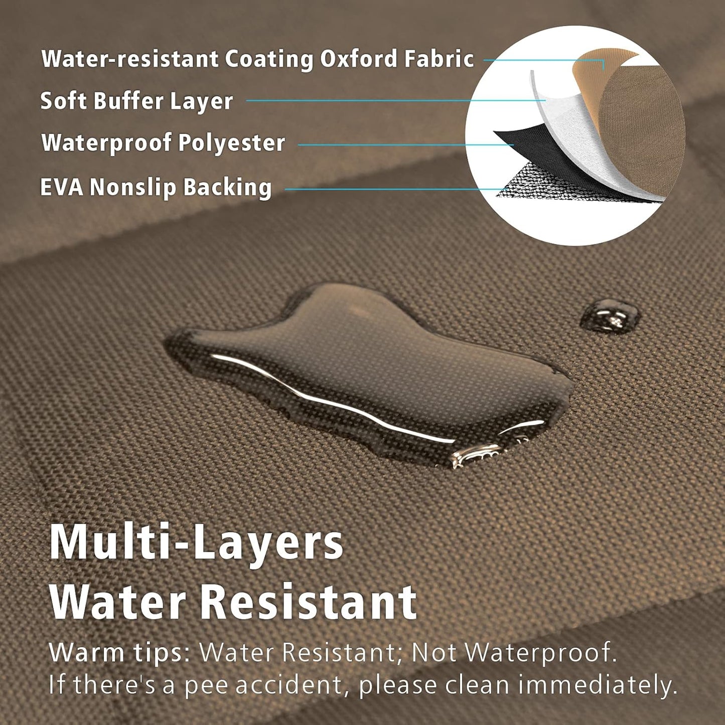 F-color SUV Cargo Liner for Dogs, Water Resistant Pet Cargo Cover Dog Seat Cover Mat for SUVs Sedans Vans with Bumper Flap Protector, Non-Slip, Large Size Universal Fit, Brown - Pawvie