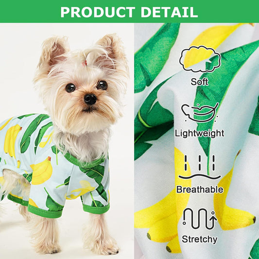 Dog Pajamas Pjs Spring Summer Dog Clothes for Small Dogs Girl - Boy - Medium Size Dogs, Soft Stretchy Puppy Clothes Doggie Onesies Cat Pet Jammies Outfit (Banana, Large)