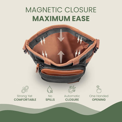 BEAU&FUR Dog Treat Pouch with Clicker for Training - Hands-Free Dog Treat Bag with Magnetic Closure, Built-in Poop Bag Holder Pocket