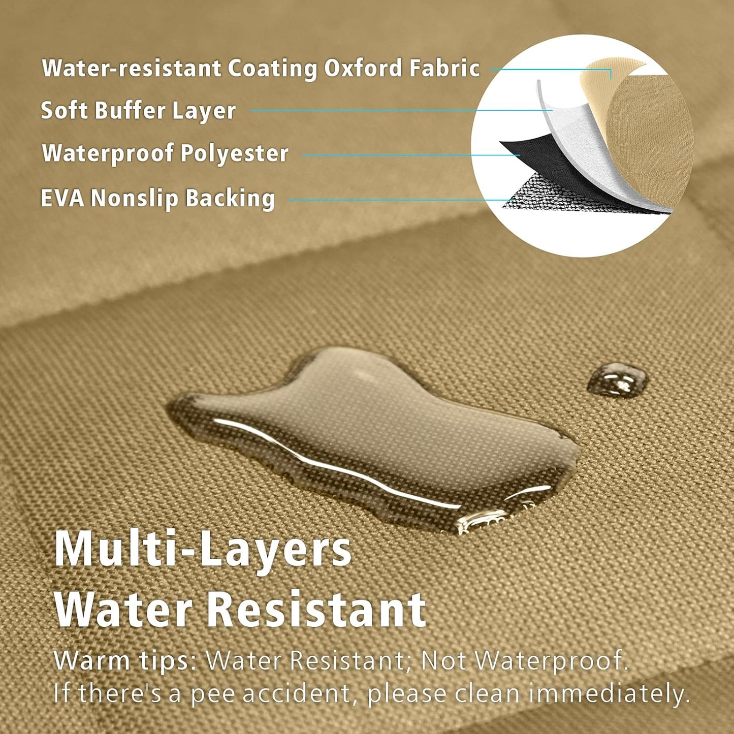 F-color SUV Cargo Liner for Dogs, Water Resistant Pet Cargo Cover Dog Seat Cover Mat for SUVs Sedans Vans with Bumper Flap Protector, Non-Slip, Large Size Universal Fit, Khaki - Pawvie