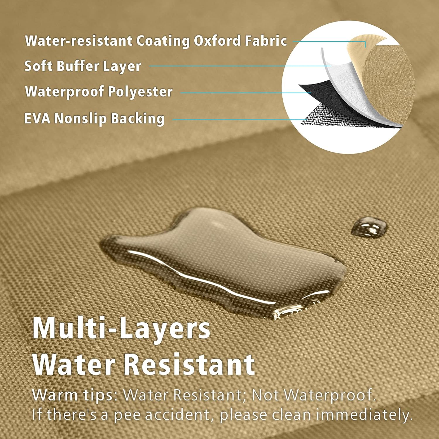 F-color SUV Cargo Liner for Dogs, Water Resistant Pet Cargo Cover Dog Seat Cover Mat for SUVs Sedans Vans with Bumper Flap Protector, Non-Slip, Large Size Universal Fit, Khaki - Pawvie