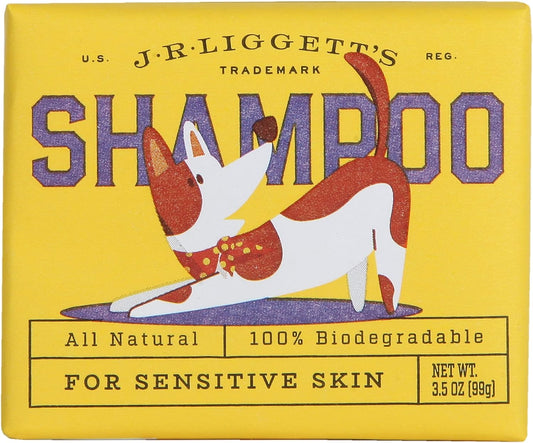 JR Liggett’s Natural Dog Shampoo Bar for Sensitive Skin - 100% Detergent Free, Non-GMO & Biodegradable - Tear-Free, Hypoallergenic Formula Soothes Dry Itchy Skin - Safe for Puppies - 3.5 oz Bar