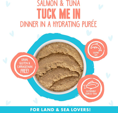 Weruva B.F.F. Play - Best Feline Friend Paté Lovers, Aw Yeah!, Salmon & Tuna Tuck Me in with Salmon & Tuna, 5.5oz Can (Pack of 8)