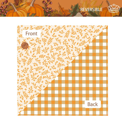 CROWNED BEAUTY Fall Dog Bandanas Reversible Large 2 Pack, Floral Leaf Set, Orange Adjustable Triangle Holiday Scarves for Medium Large Dogs Boy Girl Pets DB181-L