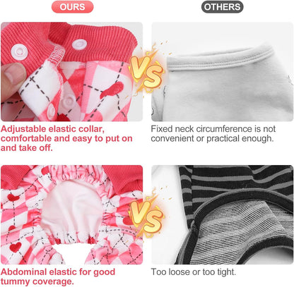 BEAUTYZOO Dog Pajamas Medium Sized Dog, Summer Doggie Pajamas for Boy Girl, Soft Strechy Cotton Puppy Pjs Jammies Onesies for Men Women, Pet Jumpsuit Body Suit Cat Apparel Clothes, Pink Heart M