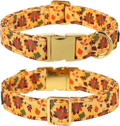 Lionet Paws Thanksgiving Day Dog Collar with Bowtie, Dogs Bowtie Collar with Metal Buckle for Dogs, Adjustable Comfortable Turkey Dog Collars Girl Boy, L, Neck 16-24 in