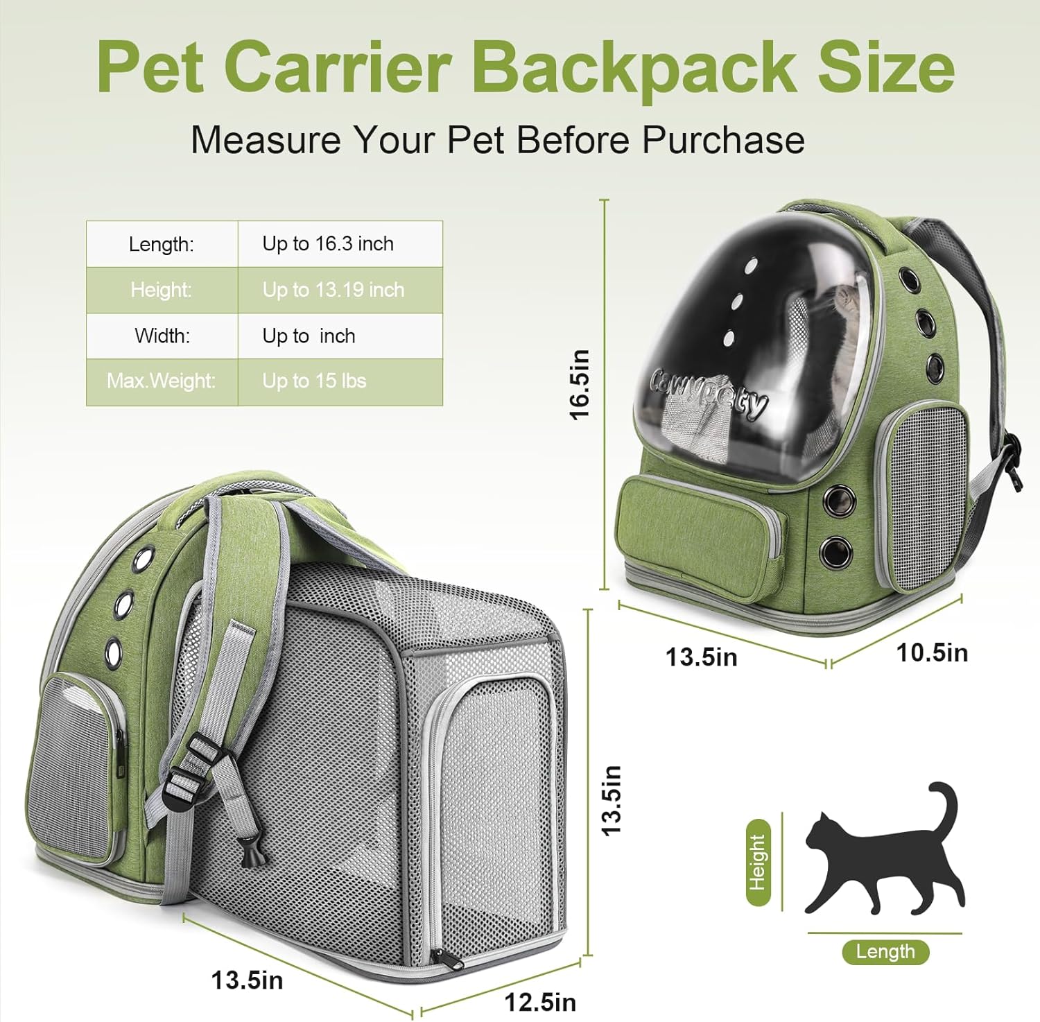 Expandable Cat Backpack,Cat Bubble Backpack Carrier for Carrying Cats, Pets and Small Dogs,Airline-Approved,Designed for Travel, Hiking, Walking,Car - Pawvie