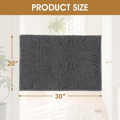 4 Pieces Muddy Door Mats for Dogs, Chenille Absorbent Pet Mats, Quick Dry, Trap Dirt Non Slip Heavy Indoor Doormat Soft Dog Bed Mat Front Inside Door Mat for Indoor Outdoor Entrance,Grey