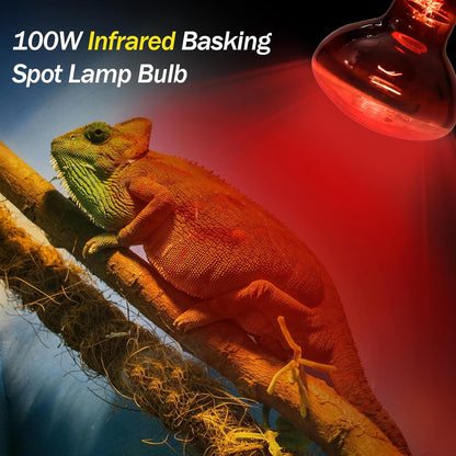 100W Daylight Basking Light Bulb & Infrared Heat Lamp Bulb for Amphibians Reptiles Bearded Dragon, Turtle, Lizard, Snakes, Geckos, ...