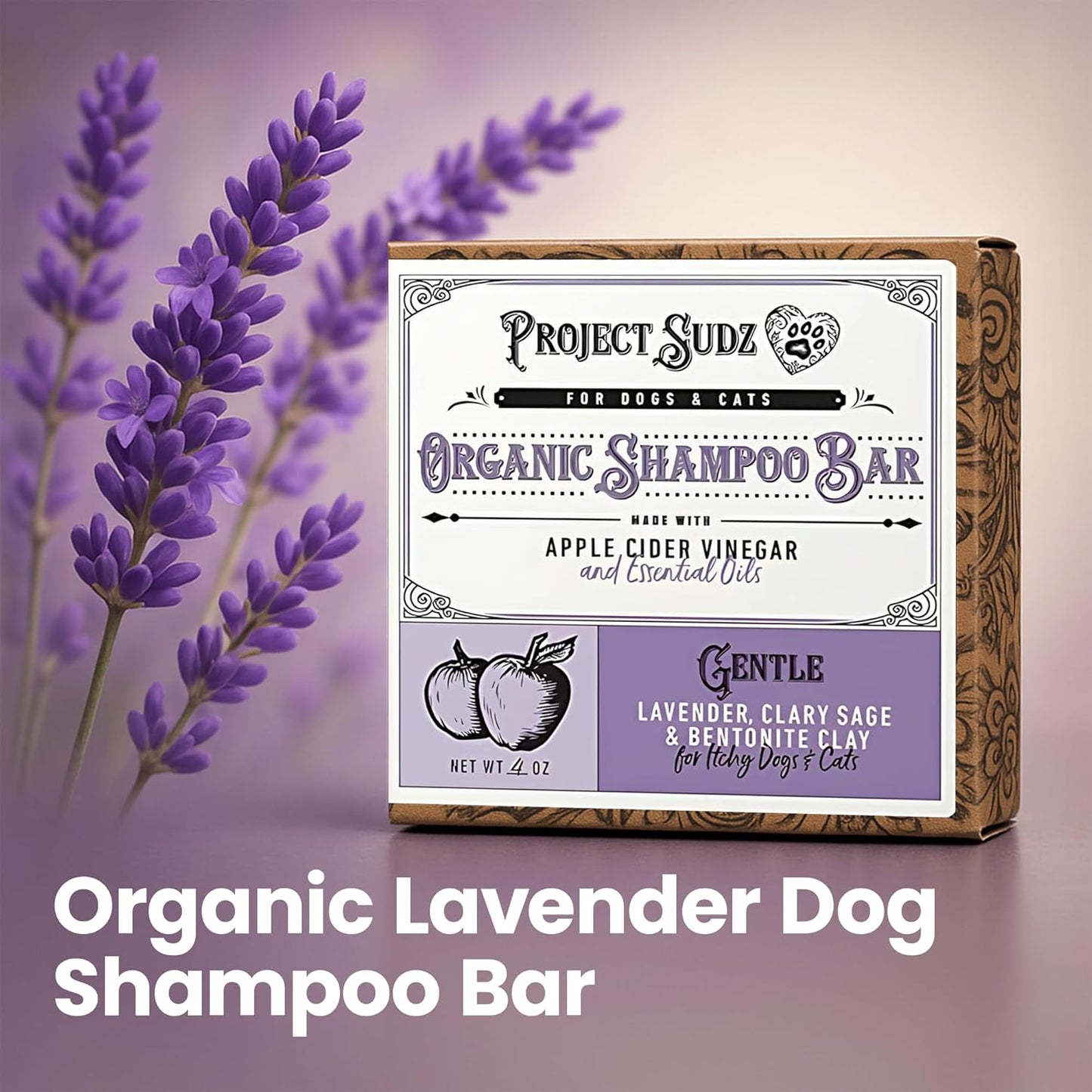 Gentle All Natural Dog Shampoo for Dry Coat for Sensitive Skin | Bar Shampoo for Dogs | Organic Dog Shampoo Sensitive Skin | Lavender (2)