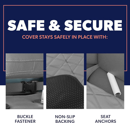 Active Pets Dog Car Seat Cover, Waterproof Front Seat Protector for SUV Truck Sedan, Pet Safety Travel Comfort System with Universal Fit, Grey