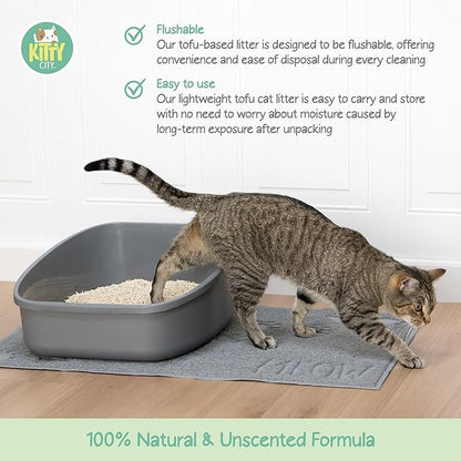 Kitty City Tofu Cat Litter, 100% Natural Plant-Based Formula, Fast Clumping, Low Dust, Flushable & Super Absorbent, Lightweight Cat Litter, 6 lb