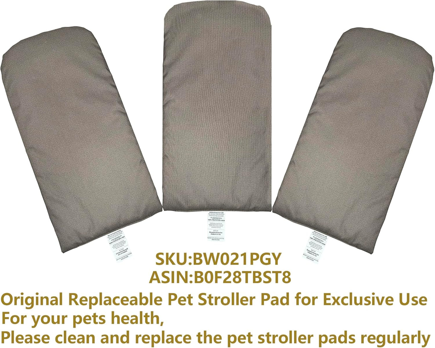 ROODO Pet Stroller Inner Pad for Exclusive Use,Original,Replaceable,Easy to Clean,Set of 3 pc(Cationic ash) - Pawvie