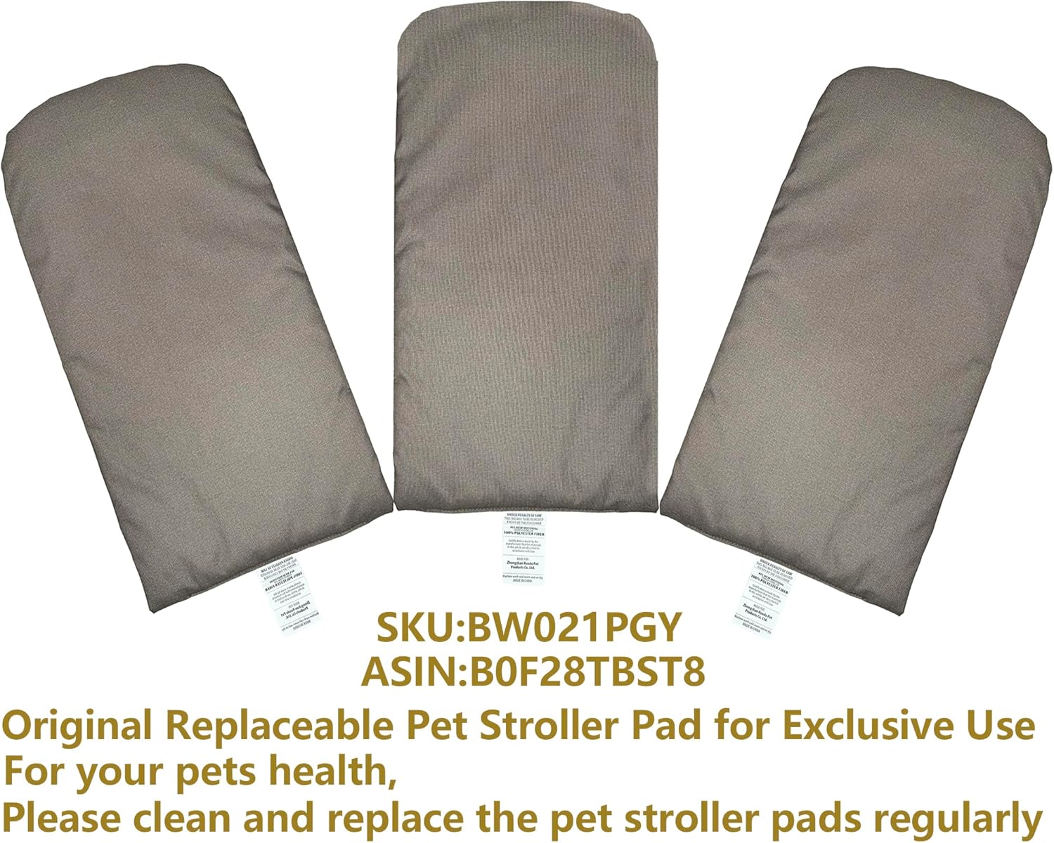 ROODO Pet Stroller Inner Pad for Exclusive Use,Original,Replaceable,Easy to Clean,Set of 3 pc(Gray) - Pawvie