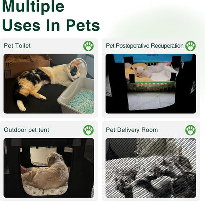 Love's cabin Pet Puppy Dog Playpen, Medium Dog Tent Crates Cage Indoor/Outdoor, Portable Exercise Playpen for Cat, Foldable Pop Up Dog Kennel Playpen with Carring Case (M, Brown)