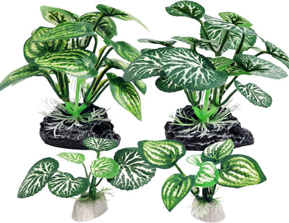 4PCS Aquarium Plants Betta Fish Tank Decorations Small Size Soft Faux Silk Aquarium for Hiding Fish Reptil