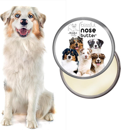 The Blissful Dog Australian Shepherd Nose Butter for Dry, Cracked Skin, Lick-Safe Dog Nose Balm with Moisturizing Shea Butter, Almond, Olive, and Essential Oils, Pet Supplies, Uncented, 8 oz.