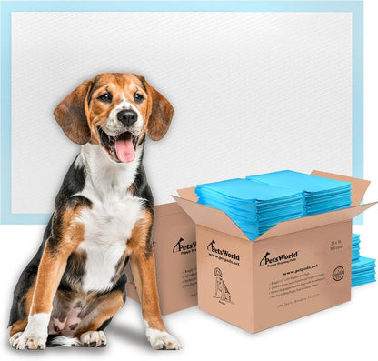 PETSWORLD Puppy Pads, 23x36 Inch, 600 Count - Puppy Pee Pads for Dogs, Tear Resistant, Economy Value, Super-Absorbent Polymer Gel Core, Perfect for Puppies, Smaller Dogs