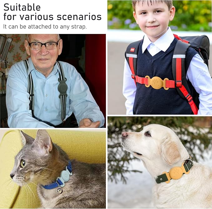 2 Pack Case for Airtag Dog Cat Collar Holder, Soft Silicone Anti-Lost Waterproof Protective Case Compatible with Apple Airtag, for Pet Dog Cat Collars Holder