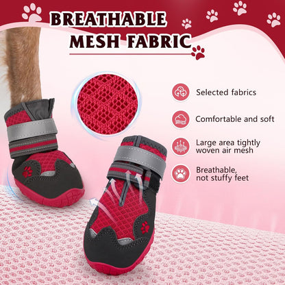 Dog Shoes for Large Medium Small Dog, Mesh Breathable Dog Shoes for Hot Pavement, Anti-Slip Dogs Boots Paw Protectors with Reflective for Outdoor Walking Indoor Hardfloors (Size 5)